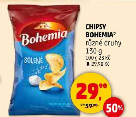 CHIPSY BOHEMIA různé druhy, 130 g 