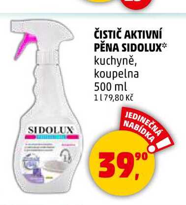 SIDOLUX ČISTIČ AKTIVNÍ PĚNA kuchyně, koupelna, 500 ml 