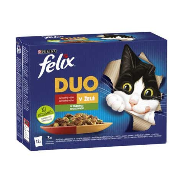 Felix Fantastic Duo Kapsy pro kočky lahodný výběr v želé se zeleninou 12x85g