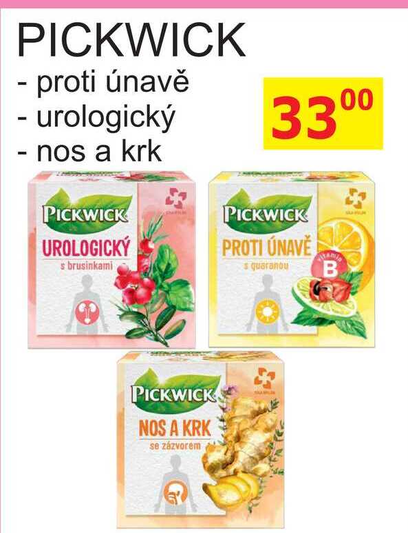 Pickwick bylinkový čaj, vybrané druhy