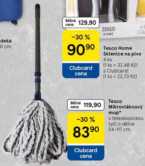 Tesco Mikrovláknový mop s teleskopickou tyčí o délce 54-117 cm 