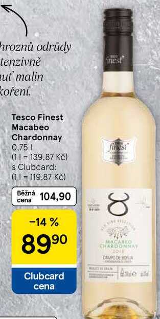 Tesco Finest Macabeo Chardonnay, 0.75 l