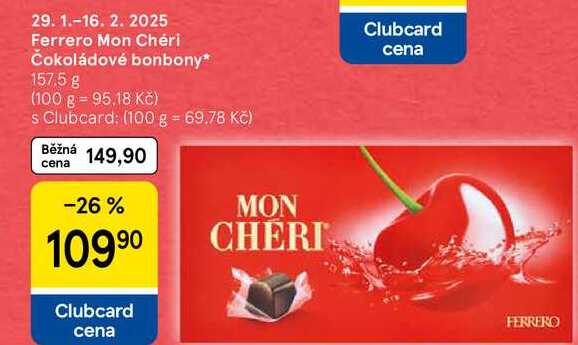 Ferrero Mon Chéri Čokoládové bonbony, 157.5 g 