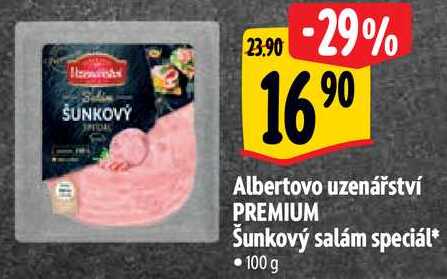 Albertovo uzenářství PREMIUM Šunkový salám speciál, 100 g 