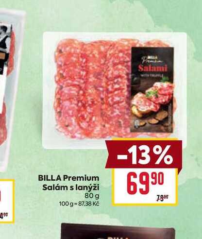 BILLA Premium Salám s lanýži 80 g