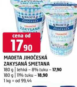 Madeta Jihočeská zakysaná smetana 180g