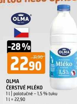 Olma čerstvé mléko 1l polotučné 1,5 % tuku 