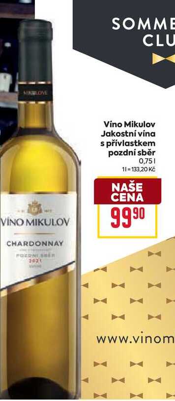 Vino Mikulov Jakostní vína s přívlastkem pozdní sběr 0,75l