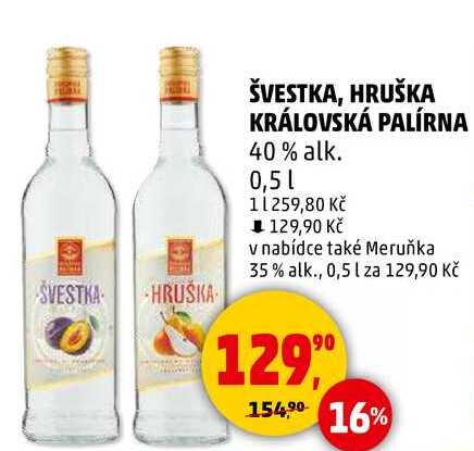 ŠVESTKA, HRUŠKA KRÁLOVSKÁ PALÍRNA 40% alk., 0,5 l