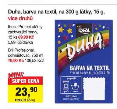 Duha, barva na textil, na 300 g látky, 15 g, více druhů 