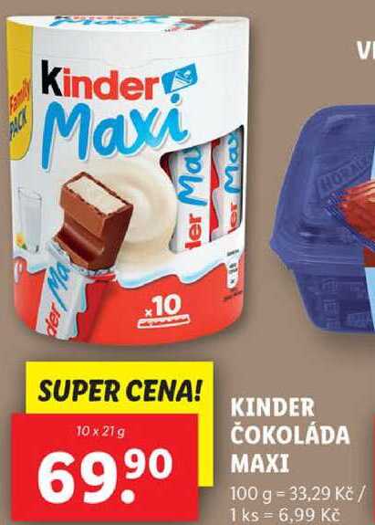 KINDER ČOKOLÁDA MAXI, 10x 21 g