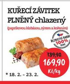 KUŘECÍ ZÁVITEK PLNĚNÝ chlazený (paprikovou klobásou, sýrem a kořením) 1kg 