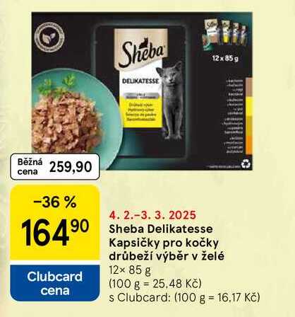 Sheba Delikatesse Kapsičky pro kočky drůbeží výběr v želé, 12× 85 g