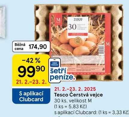 Tesco Čerstvá vejce, 30 ks, velikost M 