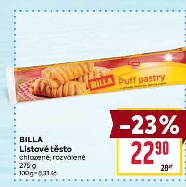BILLA Listové těsto chlazené, rozválené 275 g 