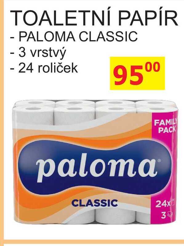 Paloma toaletní papír 3-vrstvý 24rolí