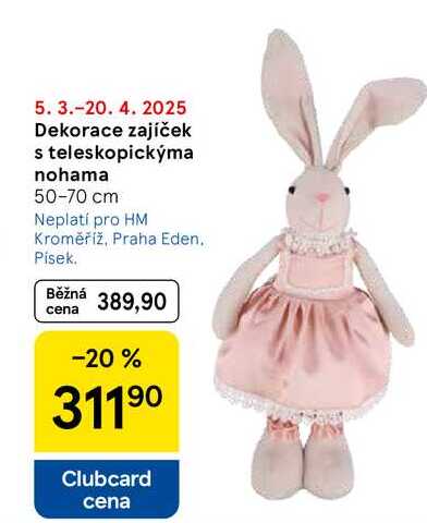 Dekorace zajíček s teleskopickýma nohama, 50-70 cm