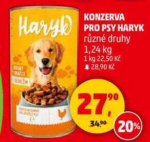 KONZERVA PRO PSY HARYK různé druhy, 1,24 kg 