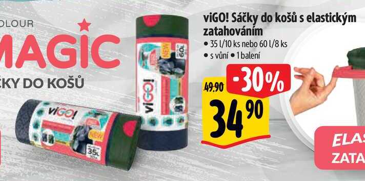 viGO! Sáčky do košů s elastickým zatahováním, 35 l/10 ks nebo 60 l/8 ks 