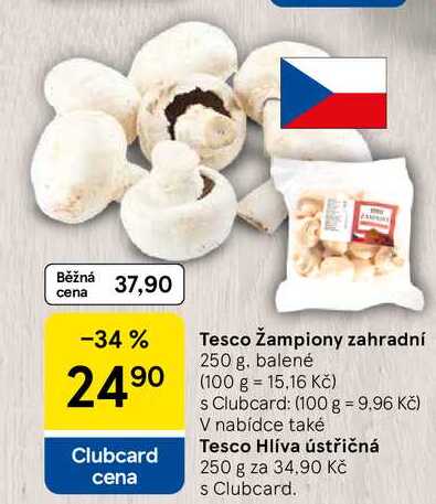 Tesco žampiony zahradní, 250 g. balené 