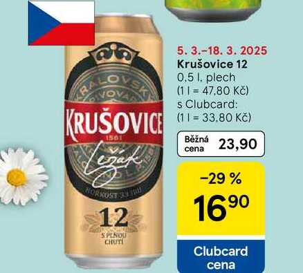 Krušovice 12, 0.5 l, plech