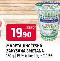 Madeta Jihočeská zakysaná smetana 15 % 180g