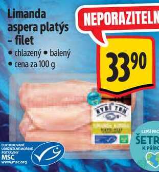 Limanda aspera platýs -filet, cena za 100 g 