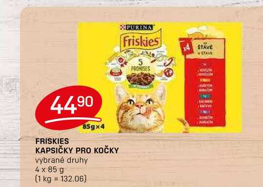 FRISKIES KAPSIČKY PRO KOČKY vybrané druhy 4 x 85 g