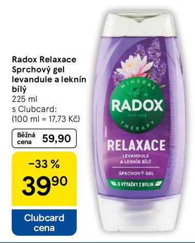 Radox Relaxace Sprchový gel levandule a leknín bílý, 225 ml