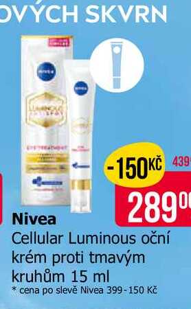 Nivea Cellular Luminous oční krém proti tmavým kruhům 15 ml 