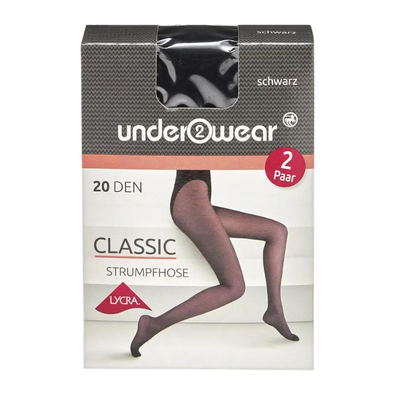 under2wear Punčochy 2pack černé 20 DEN vel. S, 2 ks