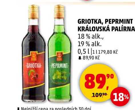 GRIOTKA, PEPRMINT KRÁLOVSKÁ PALÍRNA 18% alk., 19% alk., 0,5 l