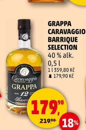 GRAPPA CARAVAGGIO BARRIQUE SELECTION 40% alk., 0,5 l