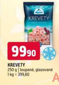 Krevety 250 g loupané, glazované