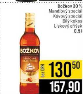 Božkov 30% Mandlový speciál Kávový speciál Bily kokos Lískový oříšek 0.5l