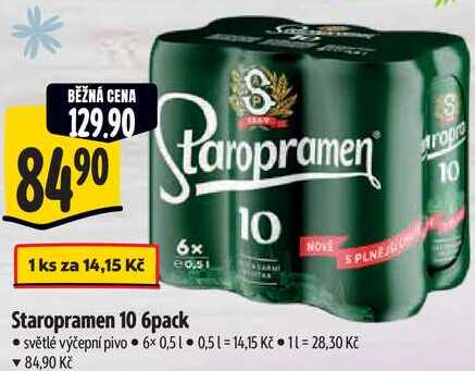 Staropramen 10 6pack, 6x 0,5 l v akci