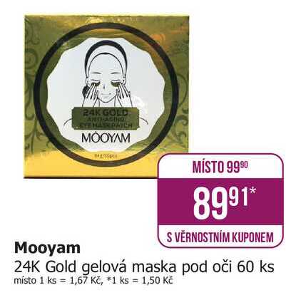 Mooyam 24K Gold gelová maska pod oči 60 ks 