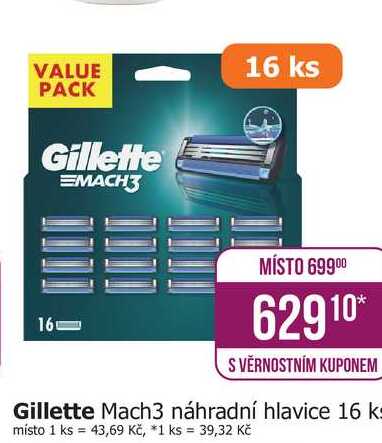 Gillette Mach3 náhradní hlavice 16 ks 