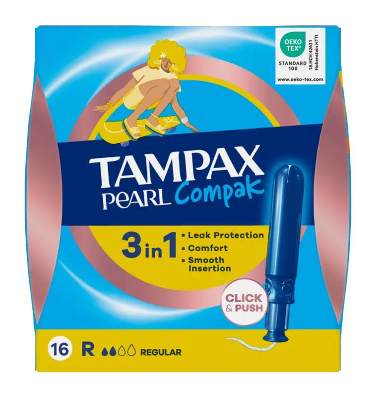 Tampax Tampony s aplikátorem Compak Pearl Regular, 16 ks