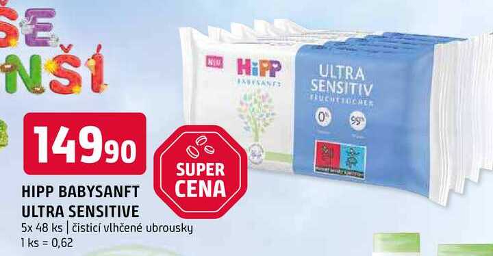 Hipp babysanft ultra sensitive 5x 48 ks čisticí vlhčené ubrousky