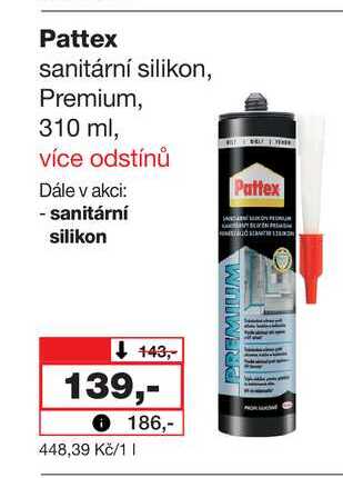Pattex sanitární silikon, Premium, 310 ml