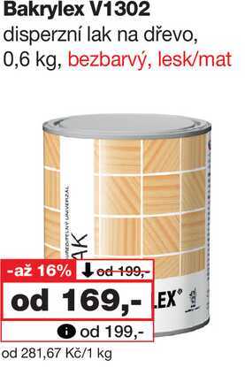 Bakrylex V1302 disperzní lak na dřevo, 0,6 kg