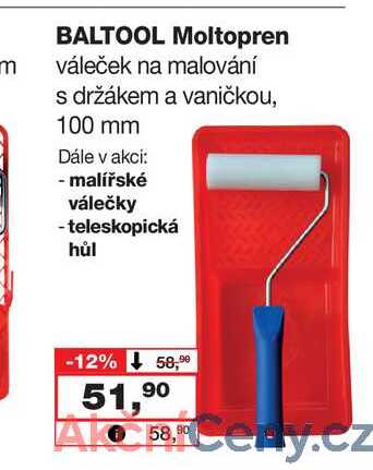 BALTOOL Moltopren m váleček na malování s držákem a vaničkou, 100 mm 