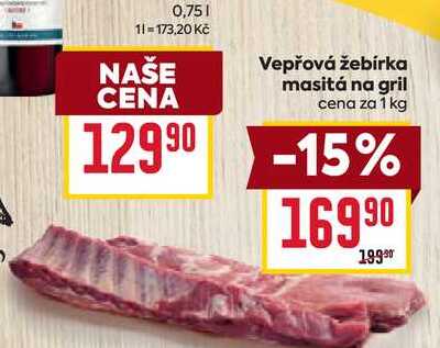 Vepřová žebírka masitá na gril cena za 1 kg 