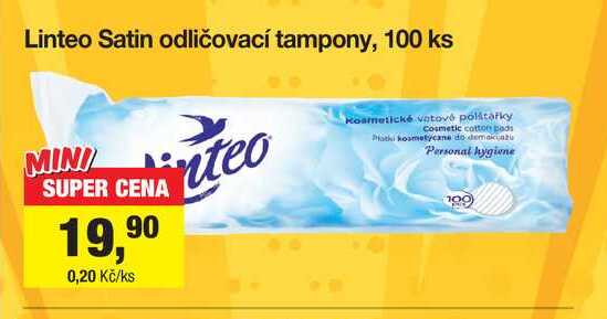 Linteo Satin odličovací tampony, 100 ks 