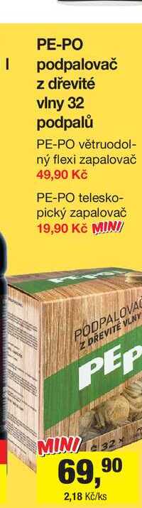 PE-PO podpalovač z dřevité vlny 32 podpalů