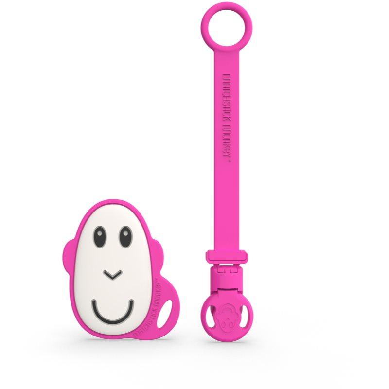 Matchstick Monkey Flat Face Teether & Soother Clip dárková sada pro děti Pink