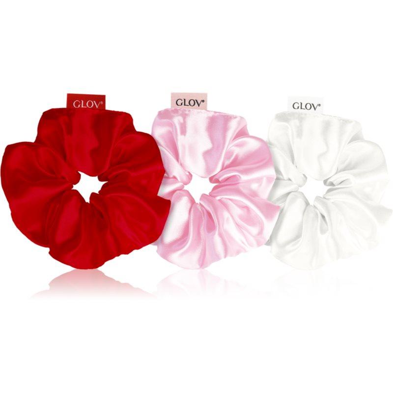 GLOV Satin Scrunchies M gumičky do vlasů White/Pink/Red 3 ks