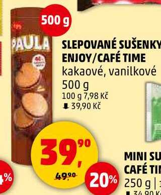SLEPOVANÉ SUŠENKY ENJOY/CAFÉ TIME kakaové, 500 g v akci