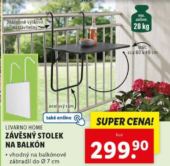 ZÁVĚSNÝ STOLEK NA BALKÓN